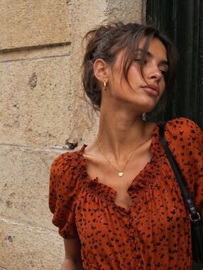 Pretty Good Boho Ruffle Blouse – Rust Floral ✨